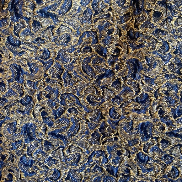 Vintage 1960s Modes Chez Elita Brocade Blue and Metallic Dress - Picture 5 of 10